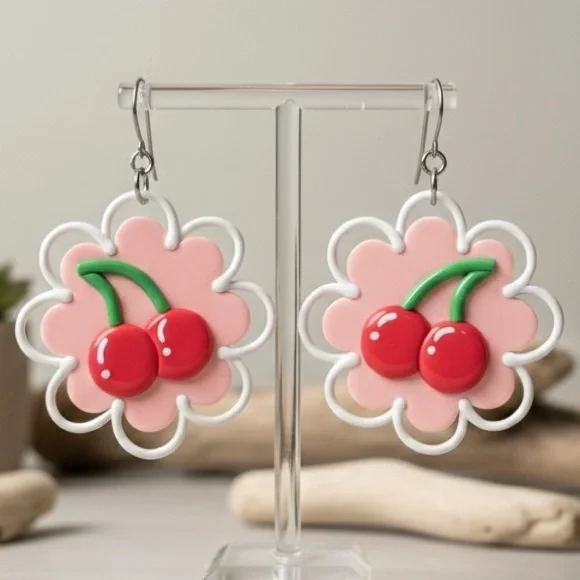 Cherry Blossom - Handmade Earrings - Valentineās Day - Picture 1 of 6